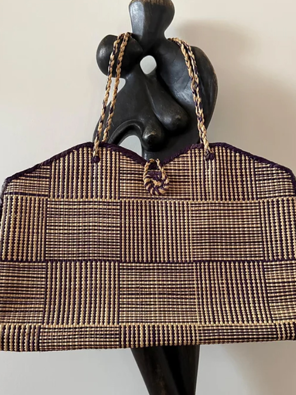Vintage Çizgili Hasır Çanta / Bali