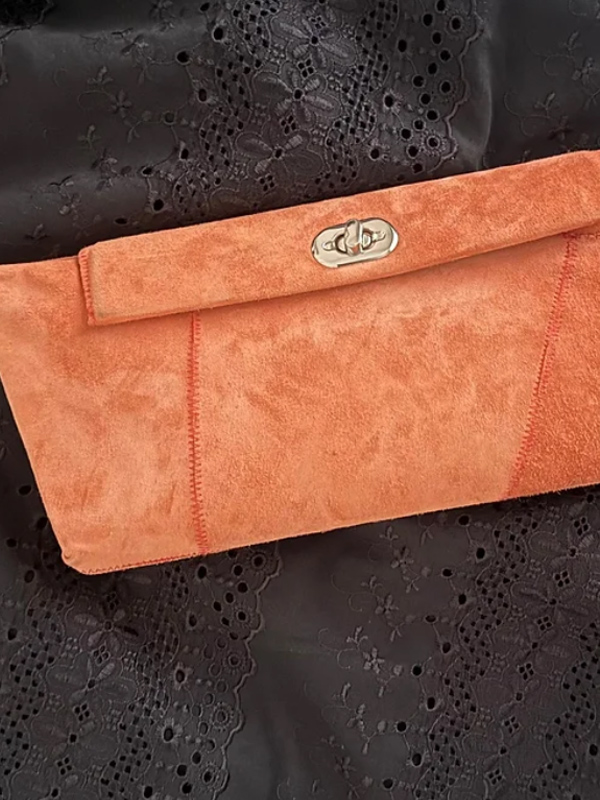 Süet Hand Made Turuncu Çanta