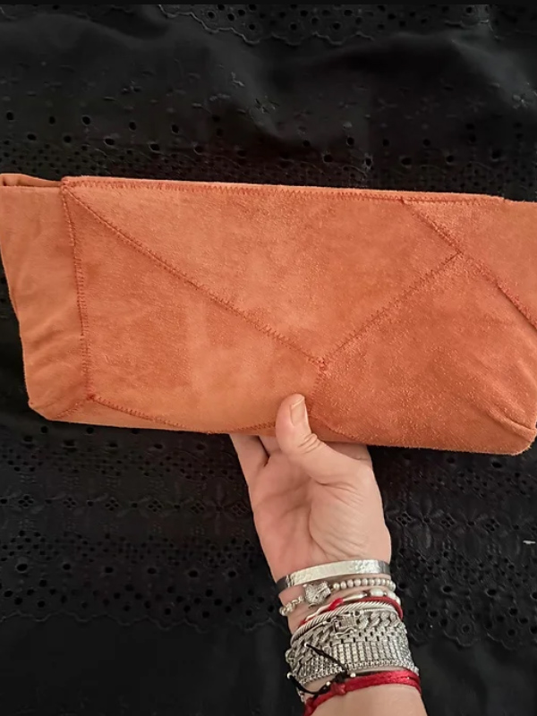 Süet Hand Made Turuncu Çanta