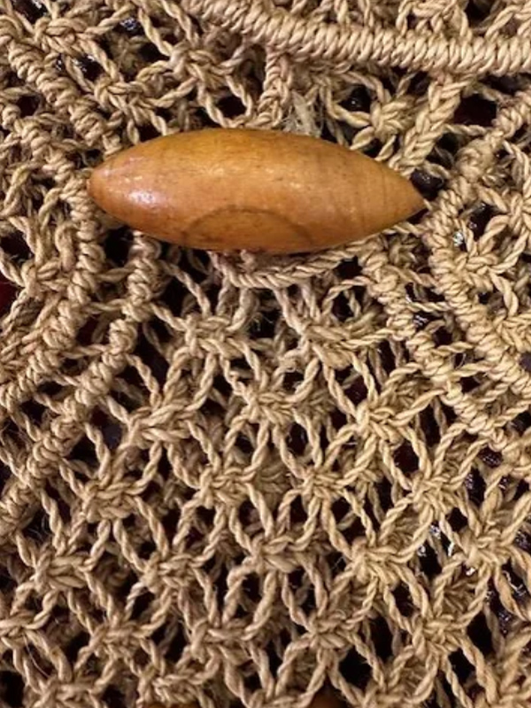 Vintage Boncuklu Hasır Çanta